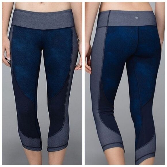 Lululemon Wunder Under Sashiko Denim Blue Cropped Leggings Limited Edition 4 - Picture 6 of 6